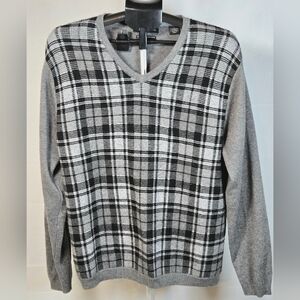 Impermeable Platinum Cashmere Silk Wool Heritage Dark Academia Sweater, Large